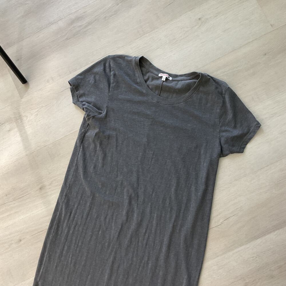 Sundry Womens Crew Neck Tee Shirt Dress Heathered Grey Short Sleeve Size 3